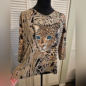 Valentina Leopard Graphic Top & Long Sleeve Matching Cardigan